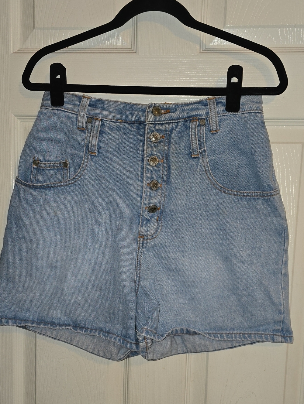 Gitano Light Wash Denim Shorts with Orange Topstitching
